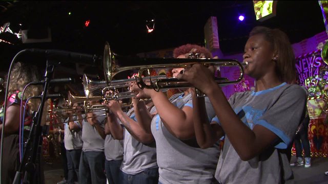 Original Pinettes Brass Band performs “I’m Every Woman” on the Twist Stage