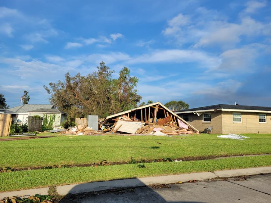 Shed of Metairie home leveled by Hurricane Ida