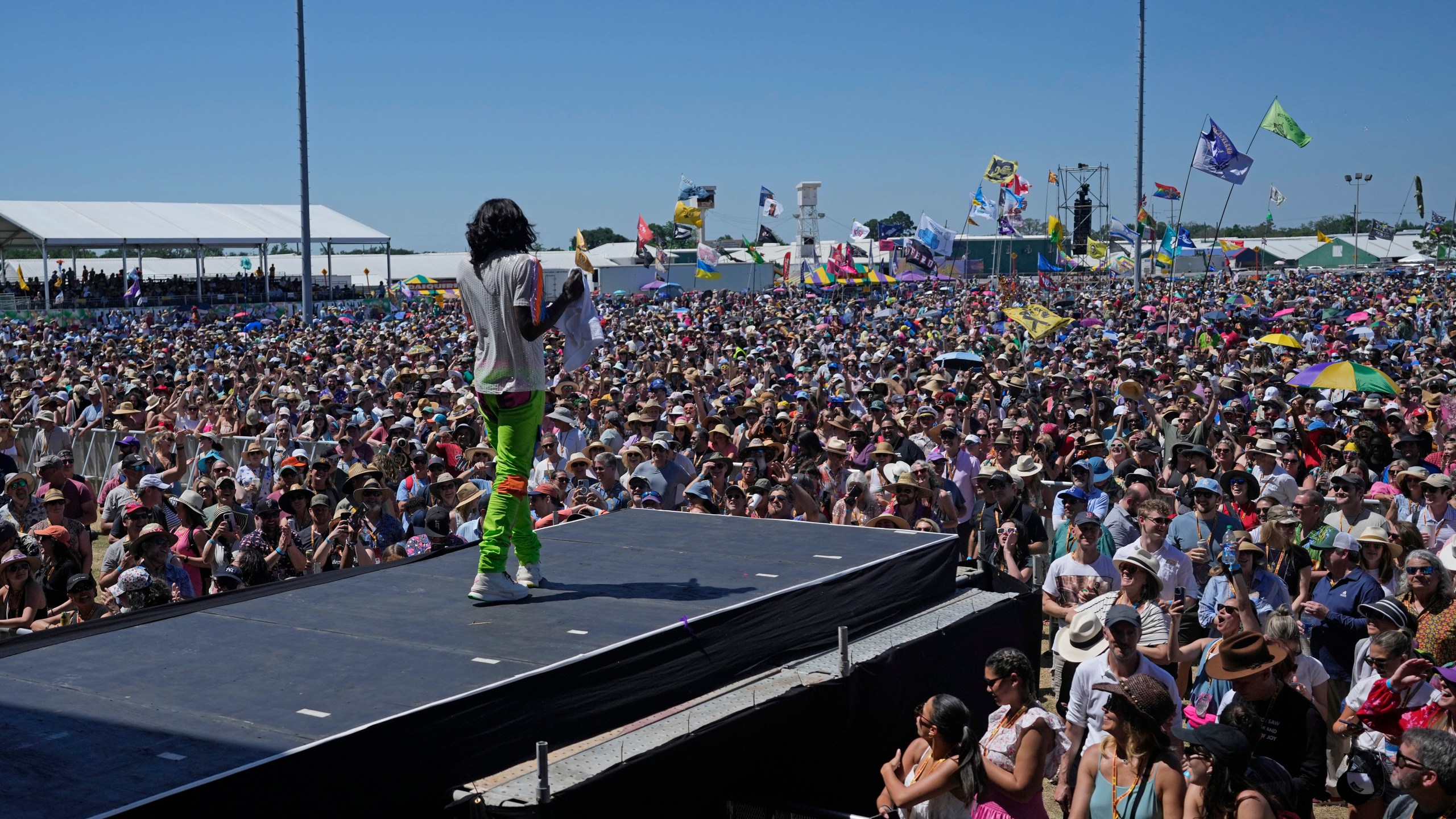 Big Freedia performs at the New Orleans Jazz & Heritage Festival in New Orleans, Friday, April 28, 2023. (AP Photo/Gerald Herbert)