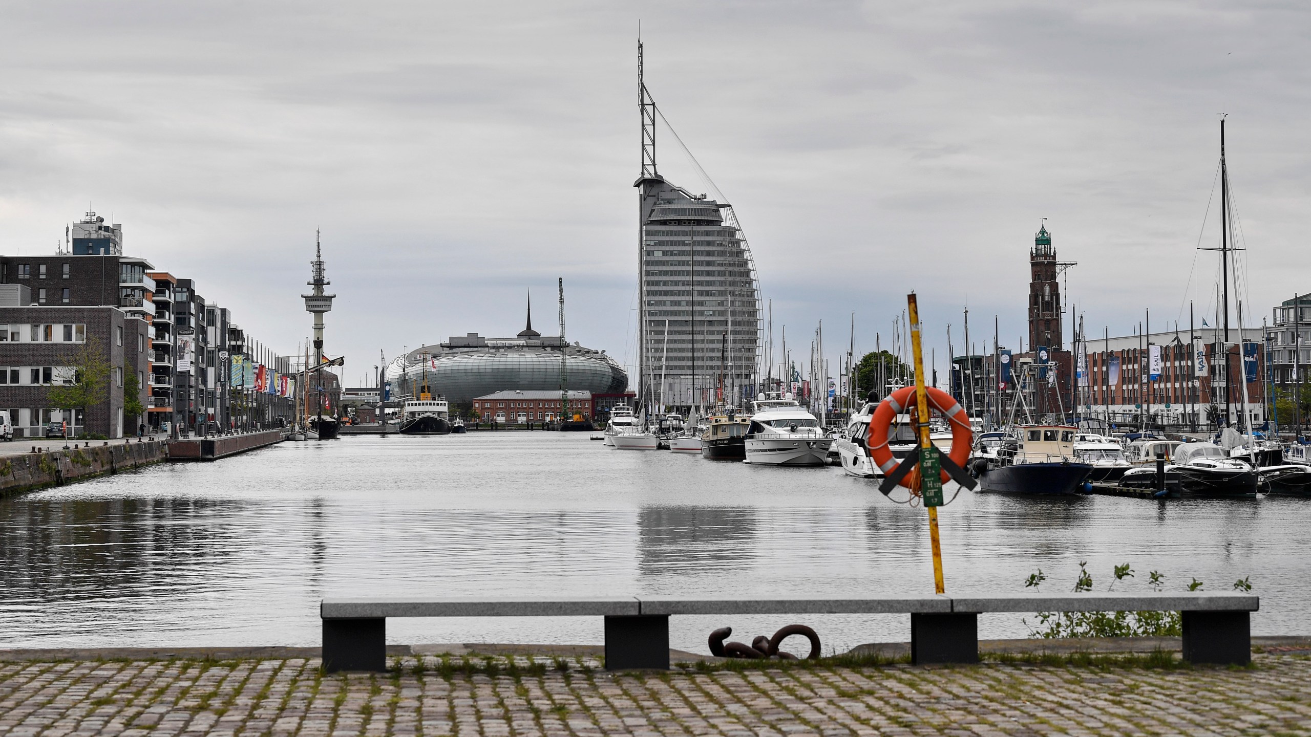 FILE - The yacht harbor in Bremerhaven, Germany, is pictured on May 16, 2019. Voters are going to the polls in Germany’s northern state of Bremen on Sunday, May 14, 2023 to decide whether the center-left Social Democrats should continue to run a city they’ve governed since World War II. (AP Photo/Martin Meissner, File)