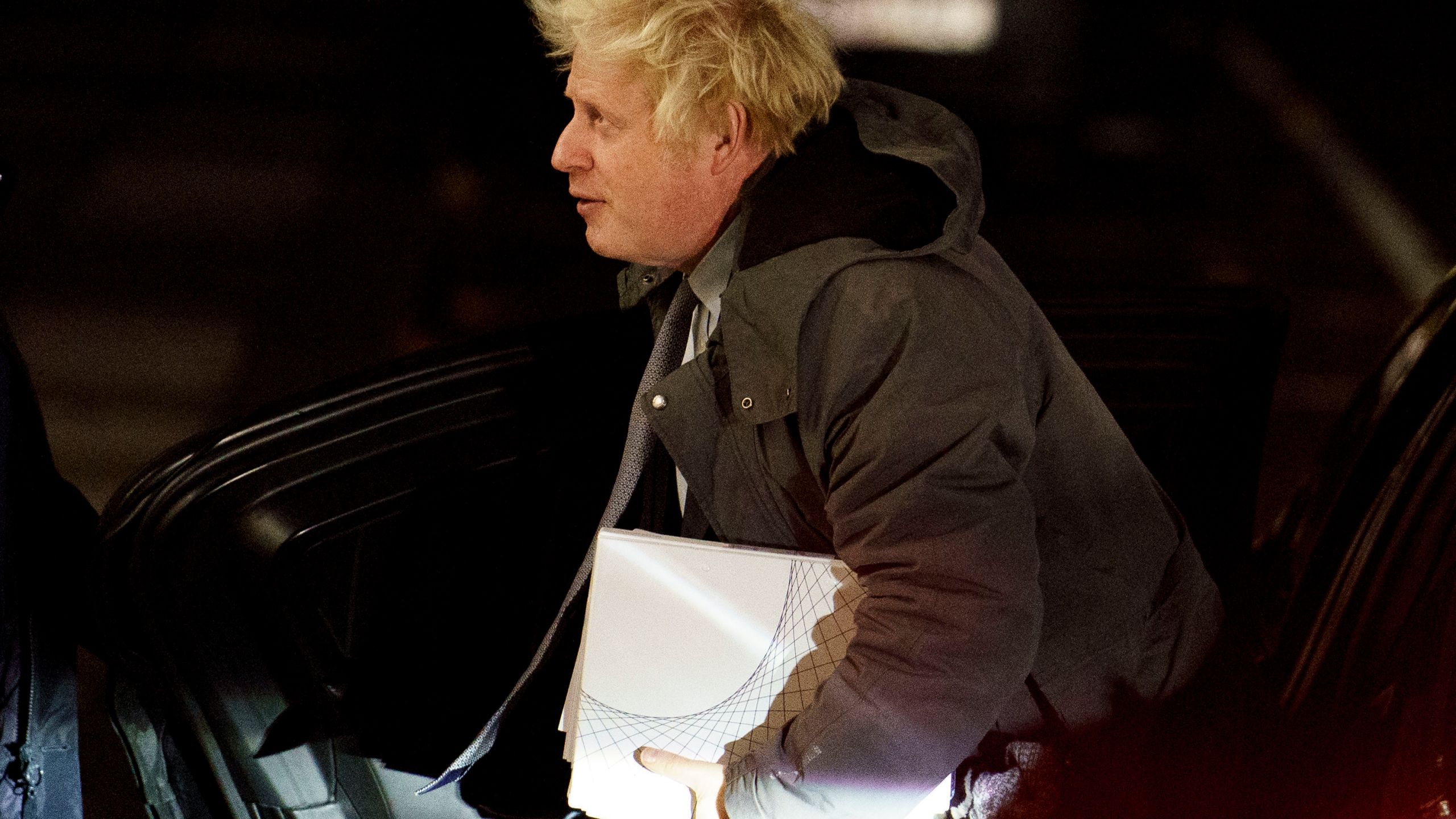 Britain's former Prime Minister Boris Johnson arrives at the Covid-19 Inquiry in London, Wednesday, Dec. 6, 2023. (Jordan Pettitt/PA Wire/PA via AP)